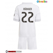 Otroške Nogometnih dresov Real Madrid Antonio Rudiger #22 Domači 2025-26 Kratki rokavi (+ hlače)